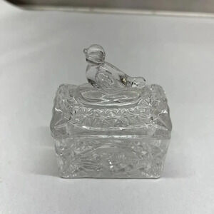 Bird Trinket Box Lidded Crystal Clear Leaded 24% Collection Aviary Vintage‎